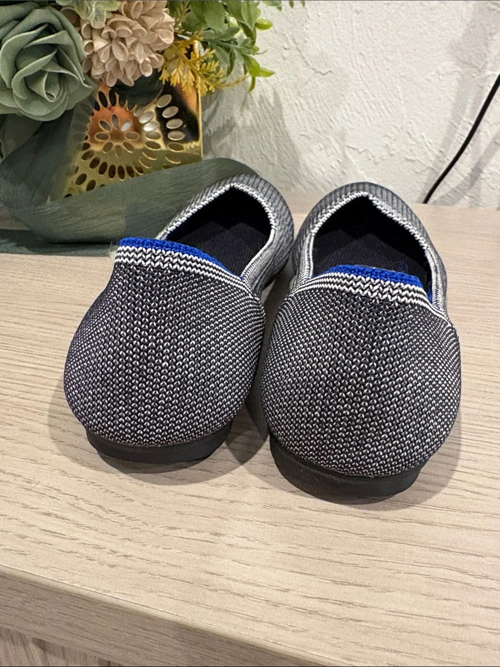 Rothy's Black and White Knit Pointed Flats